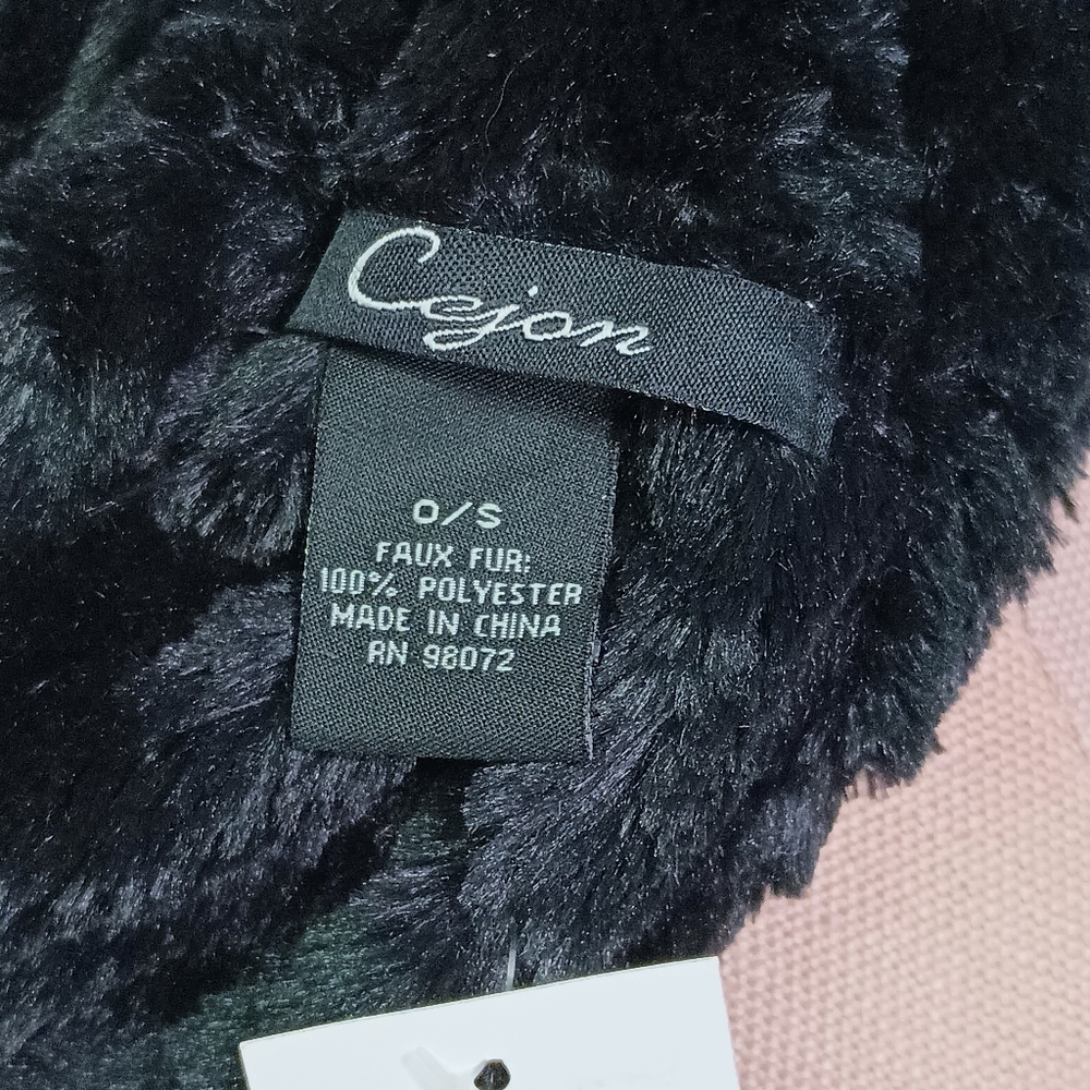 Black Faux Fur Infinity Scarf - Picture 5 of 5